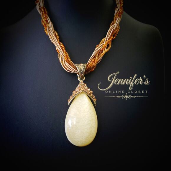 3/$25 Bohemian Teardrop Stone Necklace - Picture 3 of 13